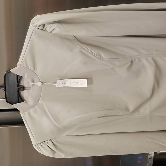 💕TRINA TURK💕 Wrigley Dress ~ Vegan Leather Oyster White 8 NWT - Picture 7 of 12